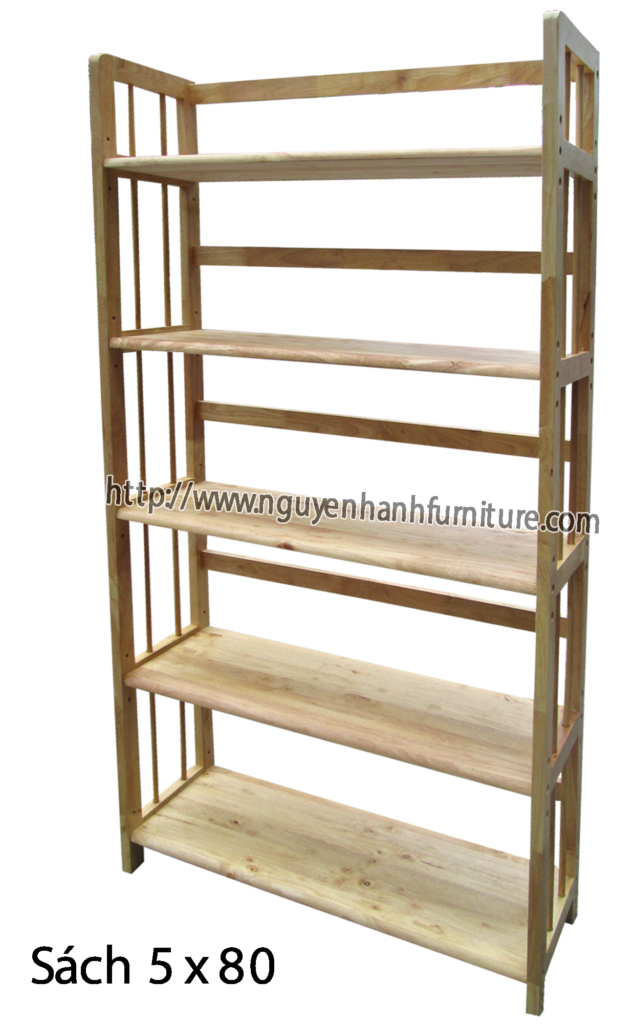 Name product: 5 storey Adjustable Bookshelf 80 (Natural)- Dimensions: 80 x 28 x 157 (H) - Description: Wood natural rubber